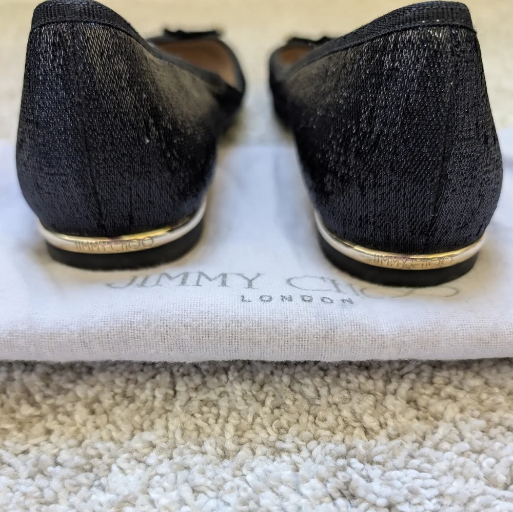 Jimmy Choo Jennie Glitter Black Flats Size 36.5 EUC - Picture 5 of 5